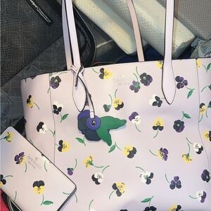 Kate Spade Floral Tote Bag - Lavender and Yellow